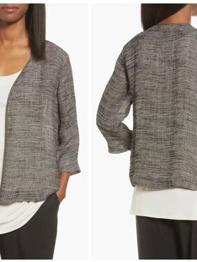 Eileen Fisher Heathered Gray Open Cardigan